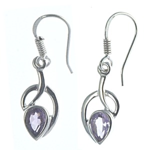 Amethyst Faceted Open Leaf Earrings
