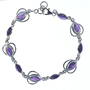 Amethyst Marquis and Heart Bracelet