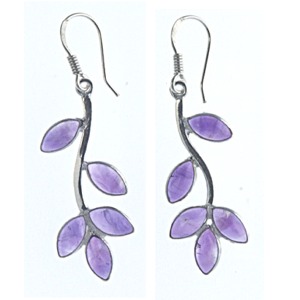 Amethyst Marquis Leaf Earrings
