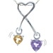Amethyst and Citrine Crossed Heart Pendant
