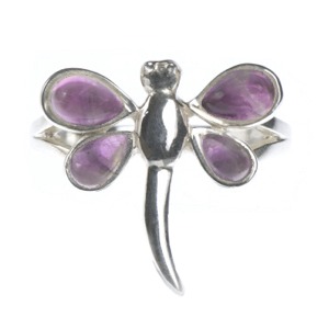 Amethyst Dragonfly Ring (Size L-M)