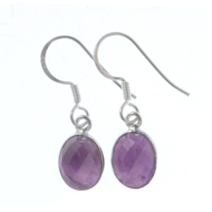 Amethyst Faceted Oval Drop Earrings