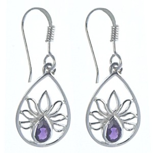 Amethyst Faceted Floral Drop Earrings
