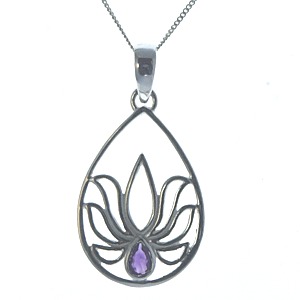 Amethyst Faceted Floral Drop Pendant