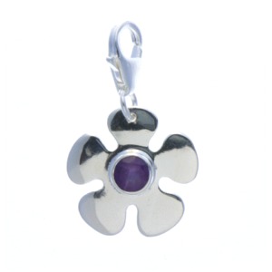 Amethyst Sterling Silver Flower Charm