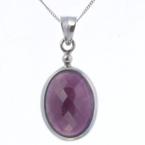 Amethyst Faceted Oval Pendant