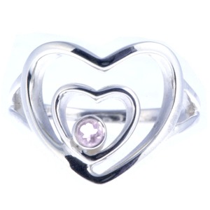 Amethyst Heart in a Heart Ring (Size R)