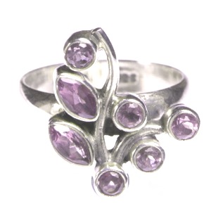 Amethyst Sprig Design Ring (Size O)