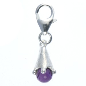 Amethyst Sterling Silver Drop Charm