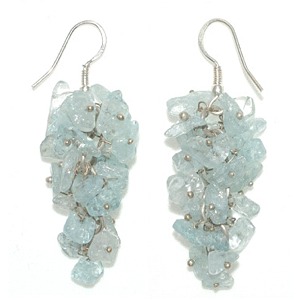 Aquamarine Cluster Earrings