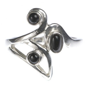 Black Onyx 3 Stone Ring (Size M - N)