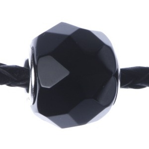Black Onyx Silver Core Bead (Faceted)