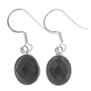 Black Onyx Faceted Oval Drop Earrings