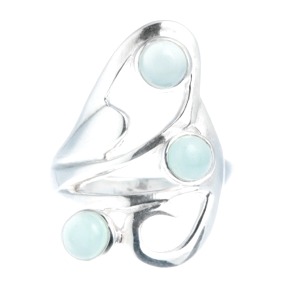 Blue Chalcedony 3 Swirl Ring (Size O)