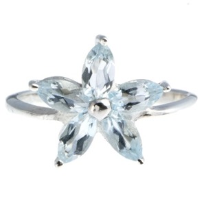 Blue Topaz Flower Design Ring (Size M)