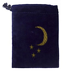 Blue Velvet Pouch with Gold Moon and Stars (Lrge)