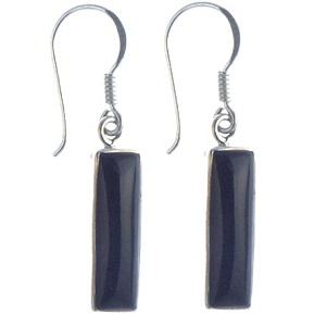 Black Onyx Rectangle Earrings