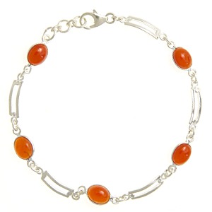 Carnelian 5 Oval Stone Bracelet