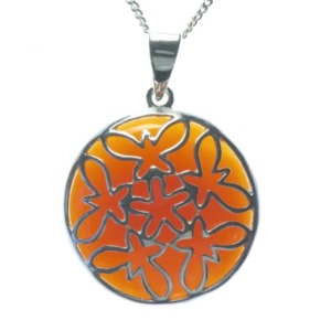 Carnelian Pendant with Butterfly Overlay