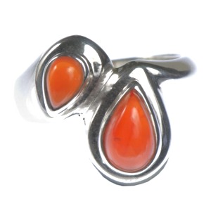 Carnelian Cab Dbl Teardrop Ring (Size O-P)