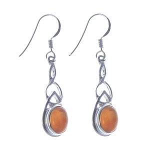 Carnelian Oval Cab and Silver Detail Earrings