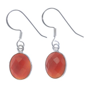 Carnelian Faceted Oval Drop Earrings