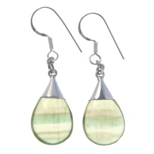 Fluorite Silver Capped Earrings