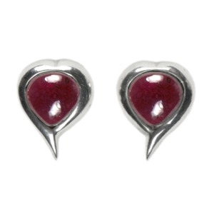 Garnet Heart Shaped Stud Earrings