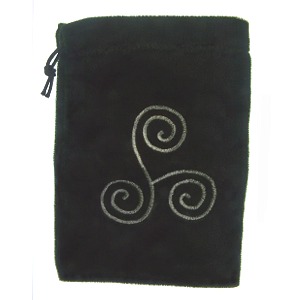 Green Velvet Pouch with a White Spiral (Large)
