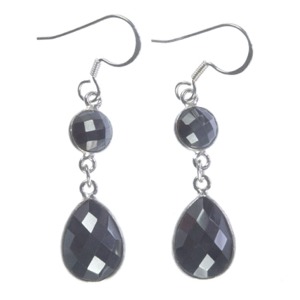 Haematite Faceted Teardrop Earrings