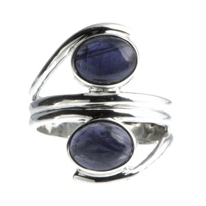 Iolite 2 Stone Triple Band Ring (Size Q)