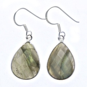 Labradorite Faceted Teardrop Earrings (Large)