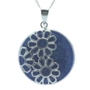 Lapis Lazuli Pendant with Flower Overlay