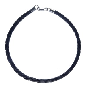 Woven Leather 19cm Bracelet for Silver Core Beads