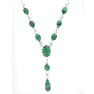 Malachite Oval and Teardrop Necklace