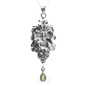 Moldavite Green Man Pendant