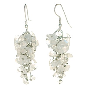 Moonstone (Rainbow) Cluster Earrings