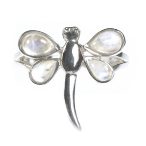 Moonstone Dragonfly Ring (Size M)