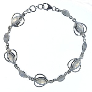 Moonstone Marquis and Heart Bracelet