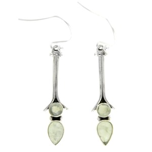 Prehnite Round and Teardrop Earrings