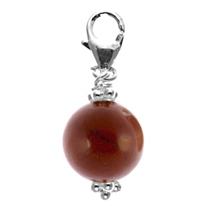 Red Jasper Sterling Silver Sphere Charm