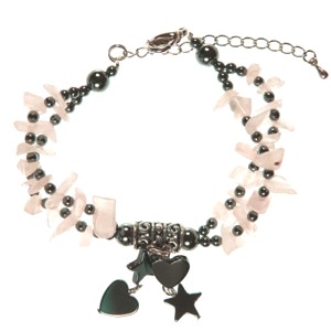 Haematite and Rose Quartz Charm Bracelet
