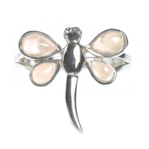 Rose Quartz Dragonfly Ring (Size L-M)