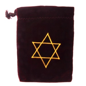 Burgundy Velvet Star of David Pouch (Large)