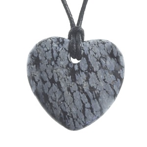 Snowflake Obsidian Heart Thong Pendant