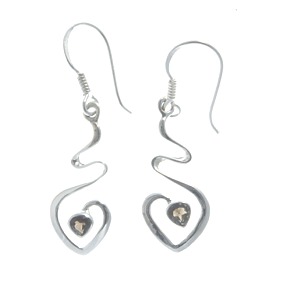 Smoky Quartz Faceted Swirly Heart Earrings