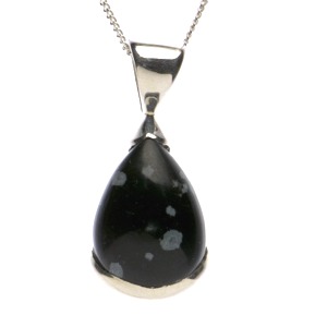 Snowflake Obsidian Teardrop Pendant