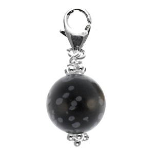 Snowflake Obsidian Sterling Silver Sphere Charm