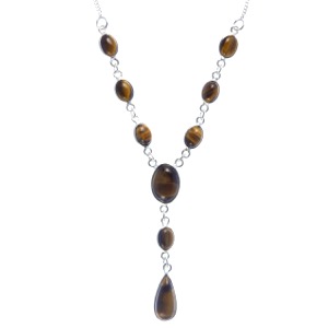 Tigers Eye Oval and Teardrop Necklace
