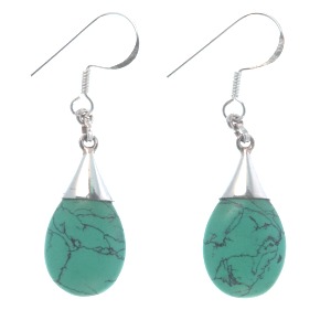Turquoise Silver Capped Earrings